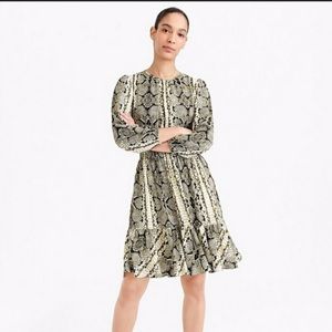 J.Crew Snake Print Ruffle Hem Smock Dress